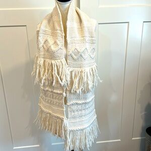 Oversized cream knit scarf